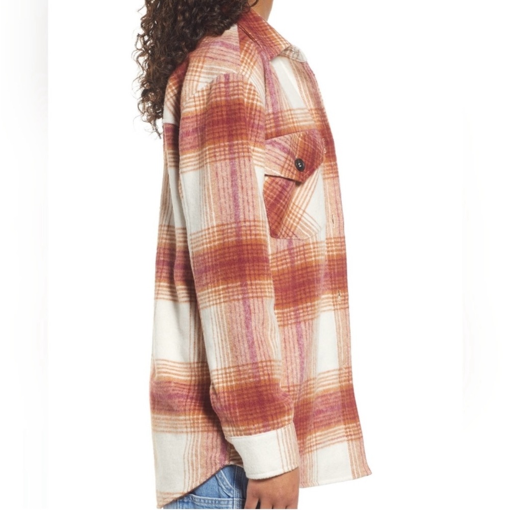 Thread & Supply Carmel Plaid slightly oversized relaxed fit shacket - Picture 2 of 5